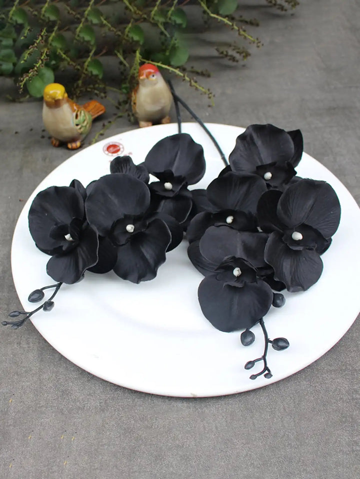 Dancing Orchid Silk Cloth: Black Butterfly Orchid String Simulation Plant