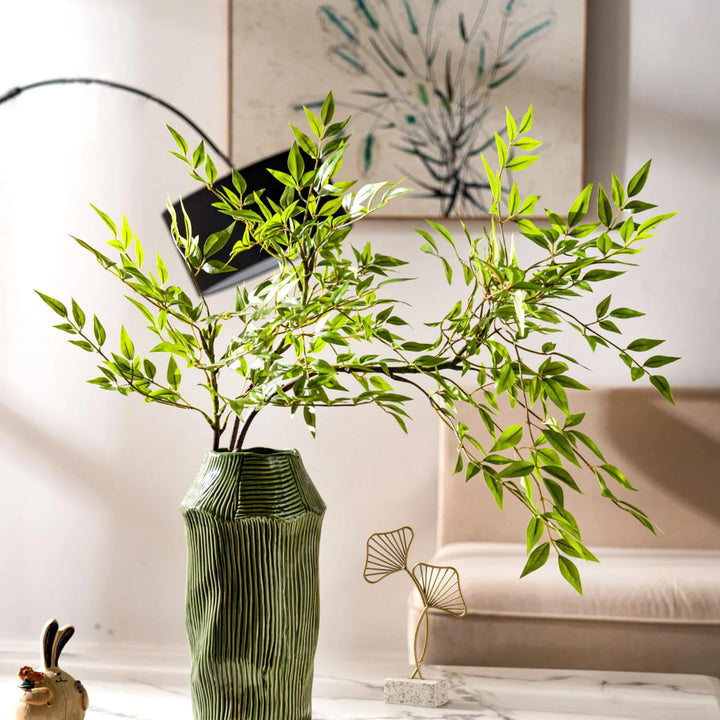 Artificial Tall Bamboo Tree with Plastic Nandina Leaves - Home Garden Decor