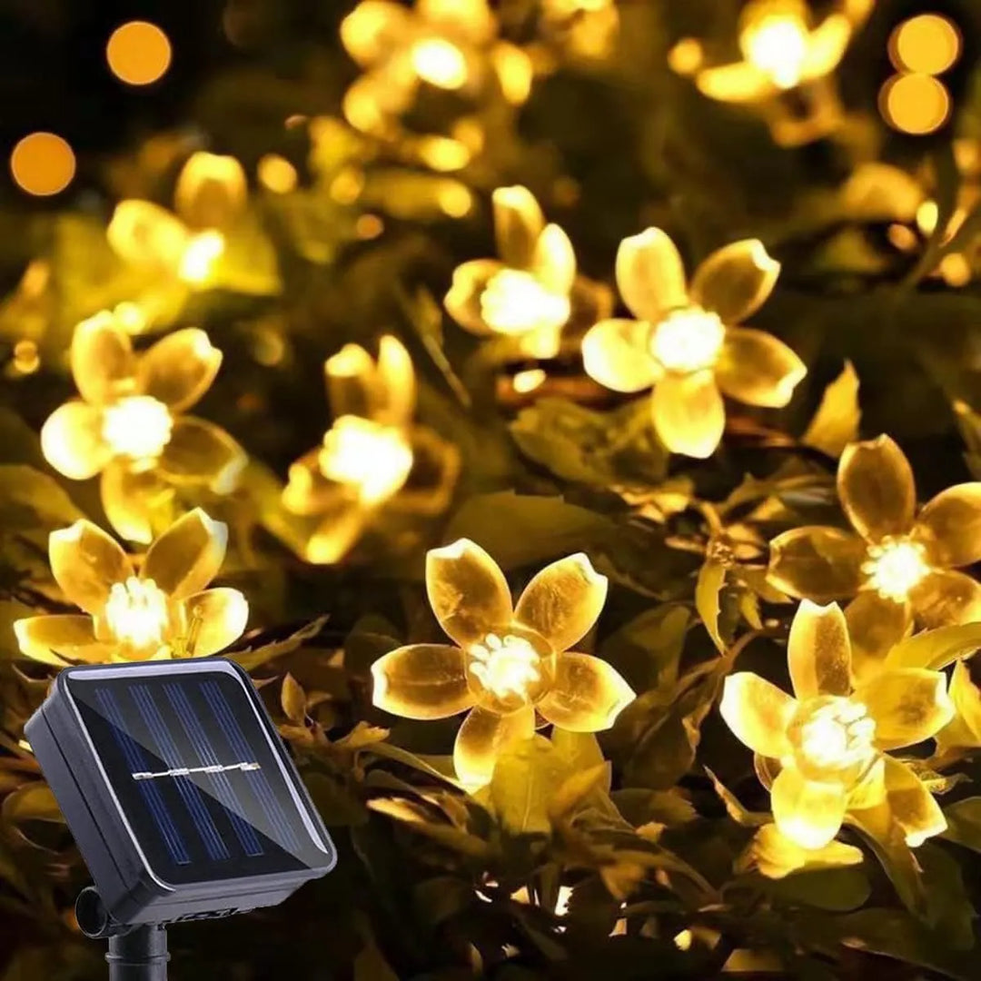 Solar Flower String Lights - Outdoor Garden Fairy Lighting Solution for Fence, Patio, Yard, Christmas Tree - Waterproof with Multiple LED Options