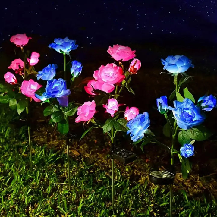 5-Head Rose Flower Solar Garden Lights for Yard Patio and Lawn Decor