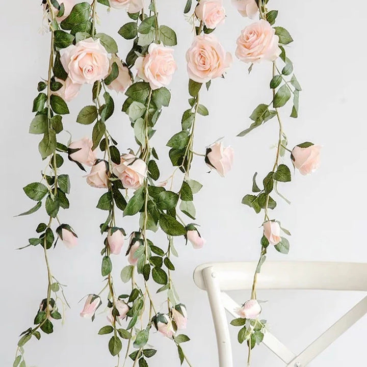 Pink Silk Rose Vine Flower Garland for Party Decor