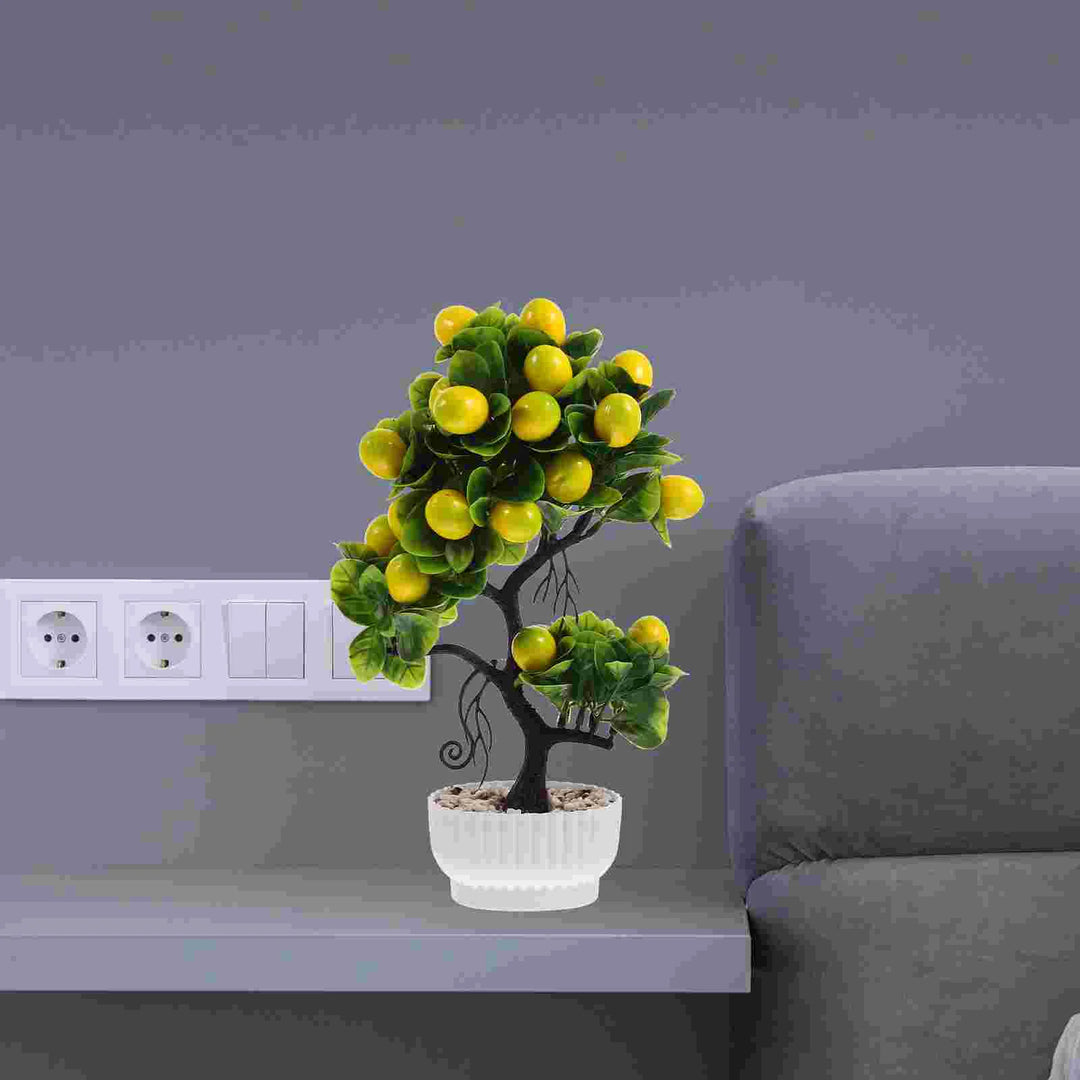 Lifelike Lemon Tree Bonsai with Faux Fruit - Versatile Home and Garden Ornamental Plant