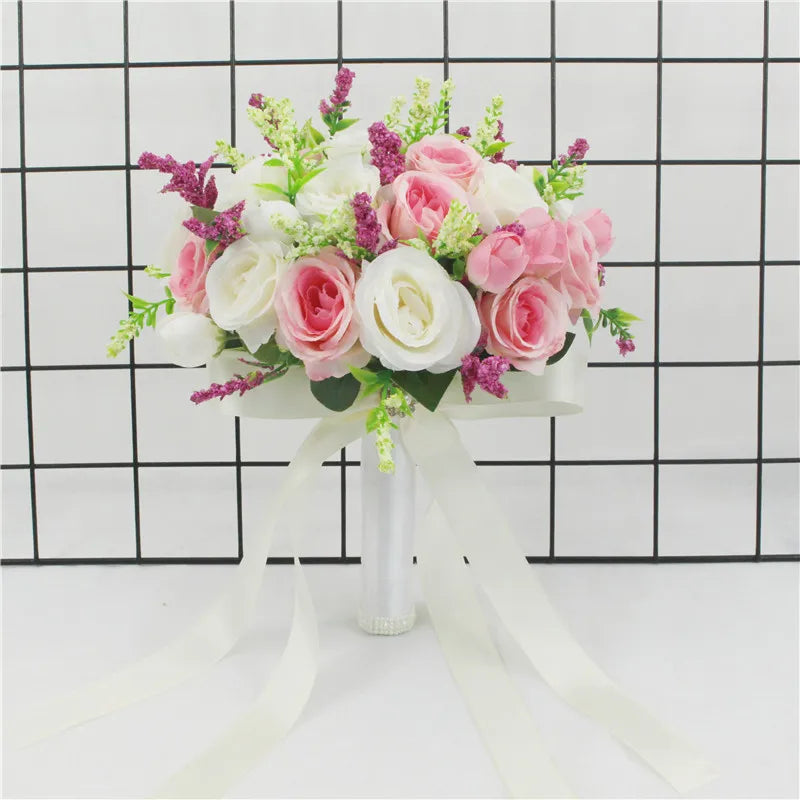 Rose Wedding Bouquet - Artificial Silk Flowers for Brides - Elegant Wedding Decor