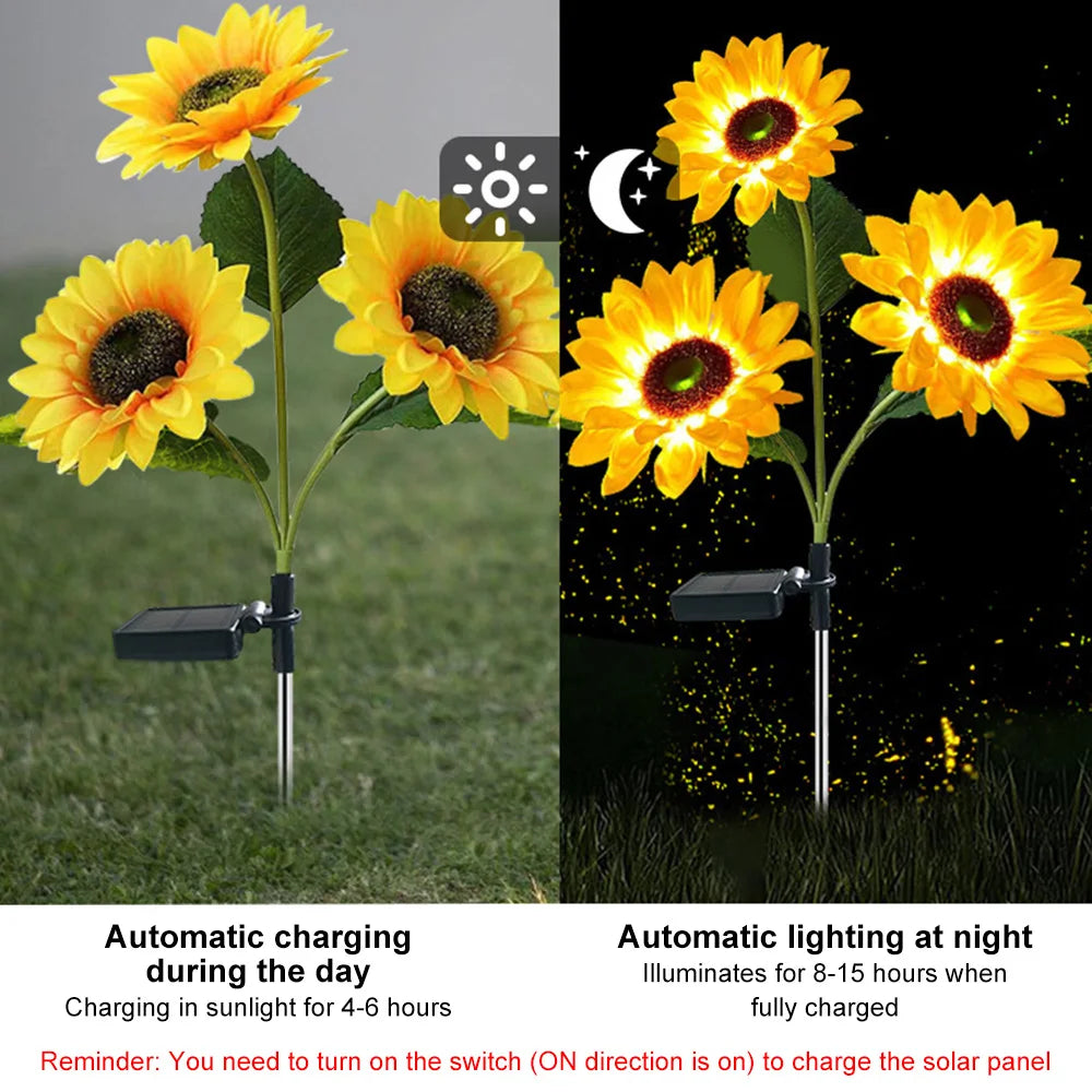 Sunflower Solar LED Garden Lights - Decorative Outdoor Sunflower Lamps