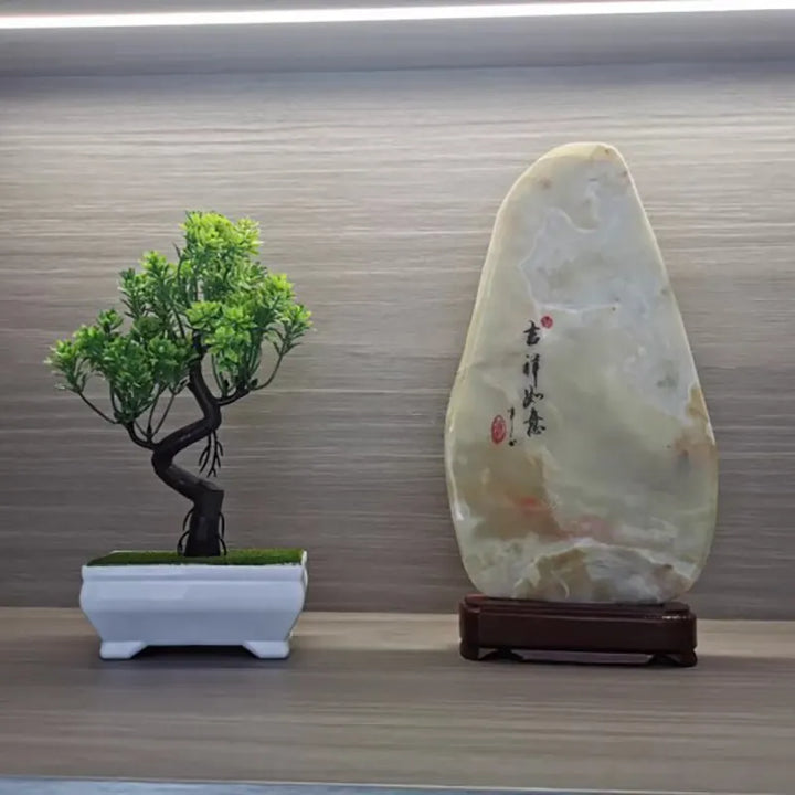 Green Plastic Bonsai Tree: Realistic Artificial Plant for Effortless Home and Office Decor