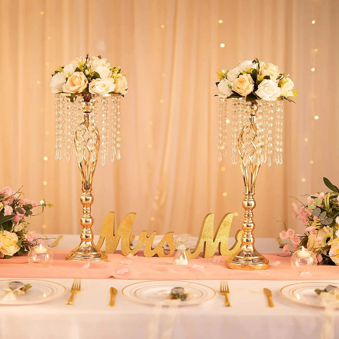 Gold Or Silver Vase Set with Crystal Beads