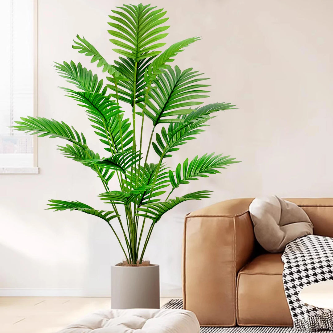 Tropical Artificial Palm Tree - Home Garden Decor - Green Plastic Palm Leaf Branches