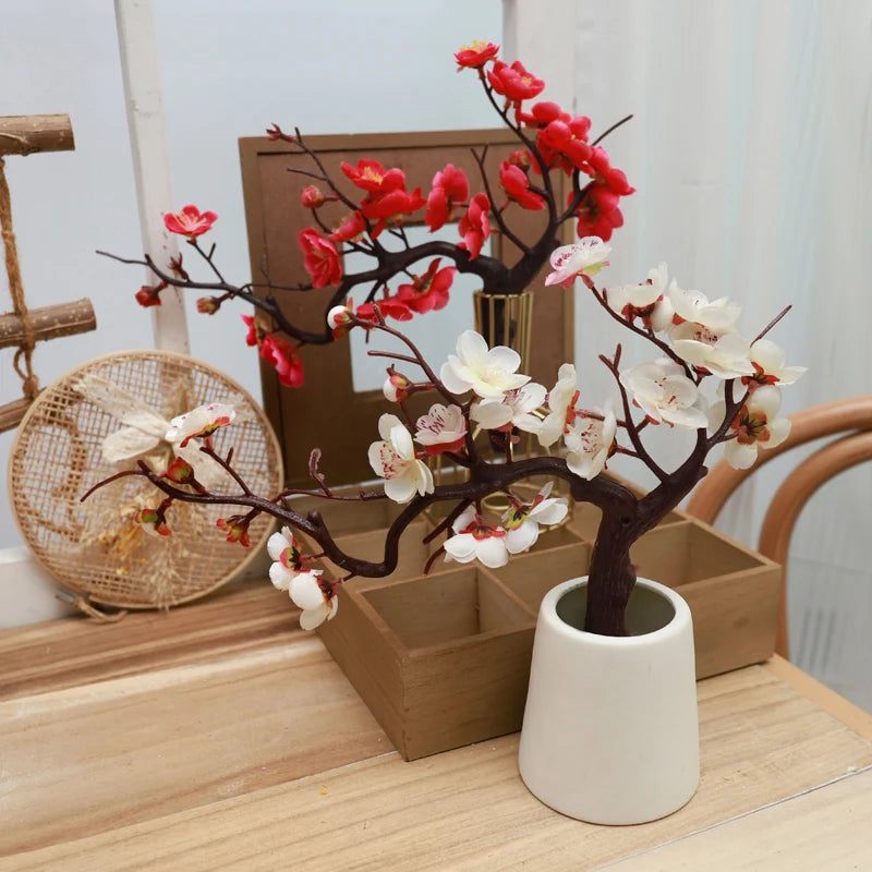 Silk Plum Blossoms DIY Decor Flowers - Versatile Home Vases & Bonsai