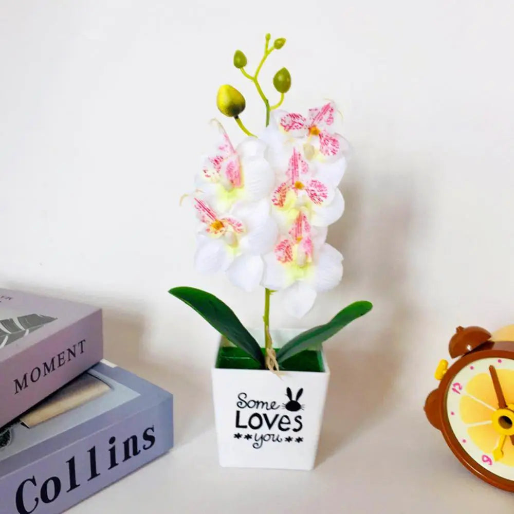 Butterfly Orchid Faux Bonsai Plant for Elegant Home and Office Decoration