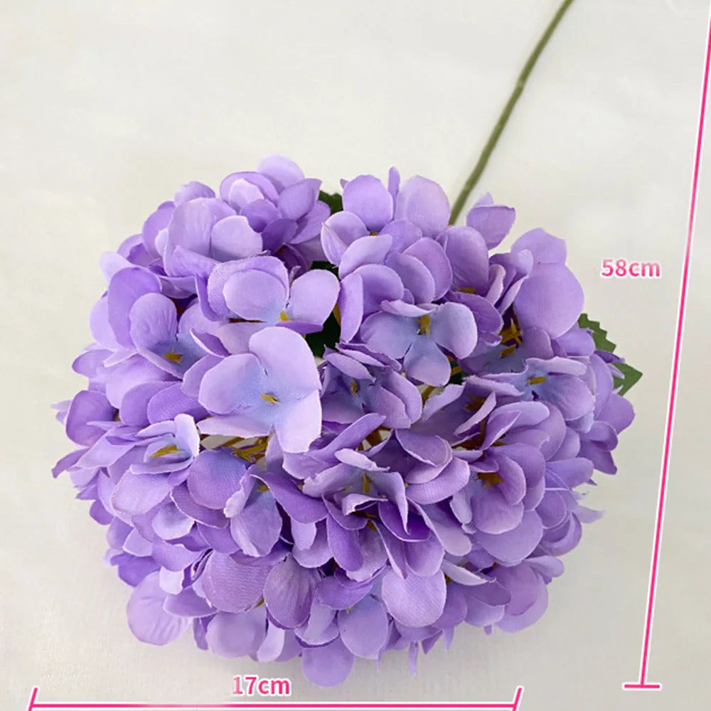 Silk Hydrangea Vase with Fake Flowers for Home Decor