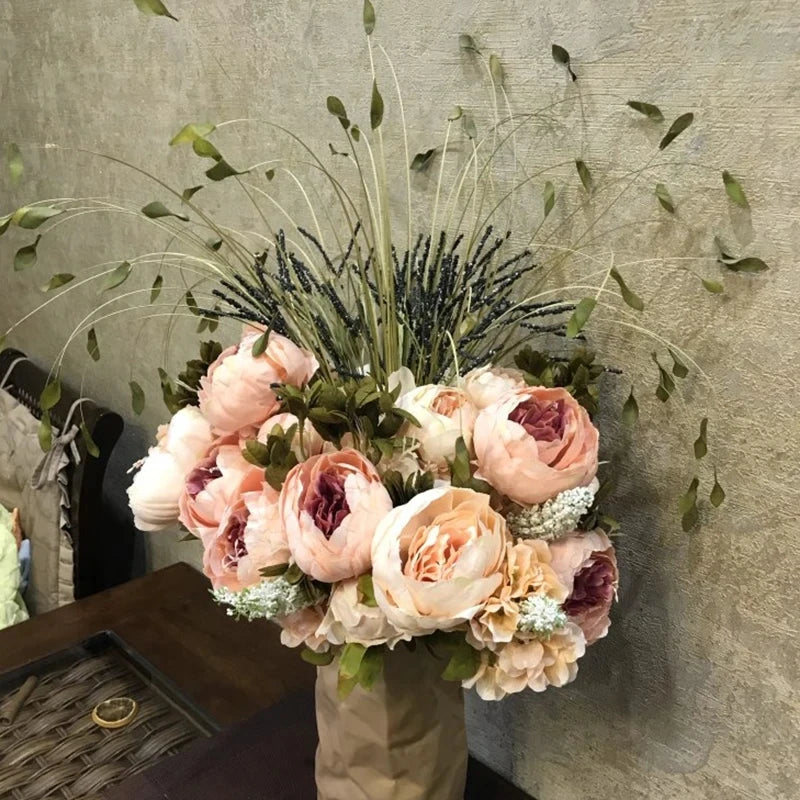 Luxurious European Peony Silk Flower Arrangement - Premium Quality Artificial Flowers