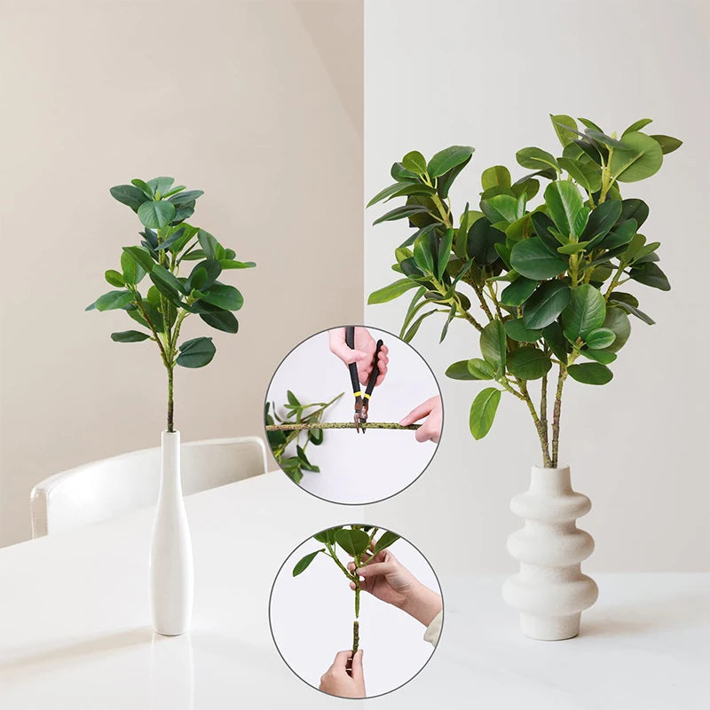 Green Artificial Ficus Branches with Realistic Appearance - Perfect for Home and Garden Decor