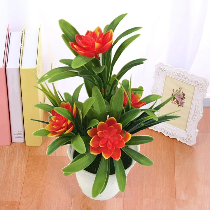 Artificial Lotus Flower Bonsai Plant with Flower Pot - Elegant Home and Wedding Decoration