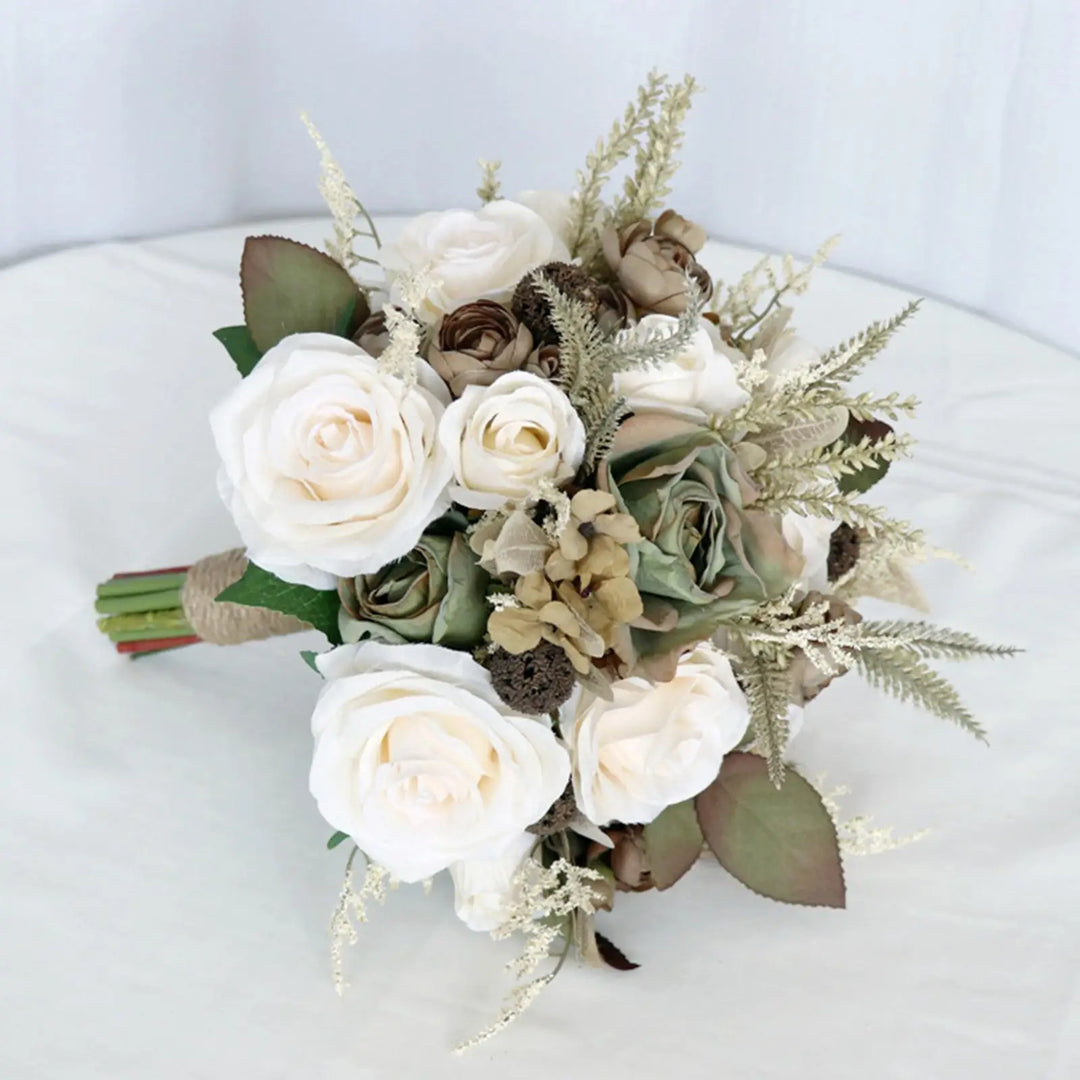 Silk Wedding Bouquet Set with Sunflowers and Eucalyptus