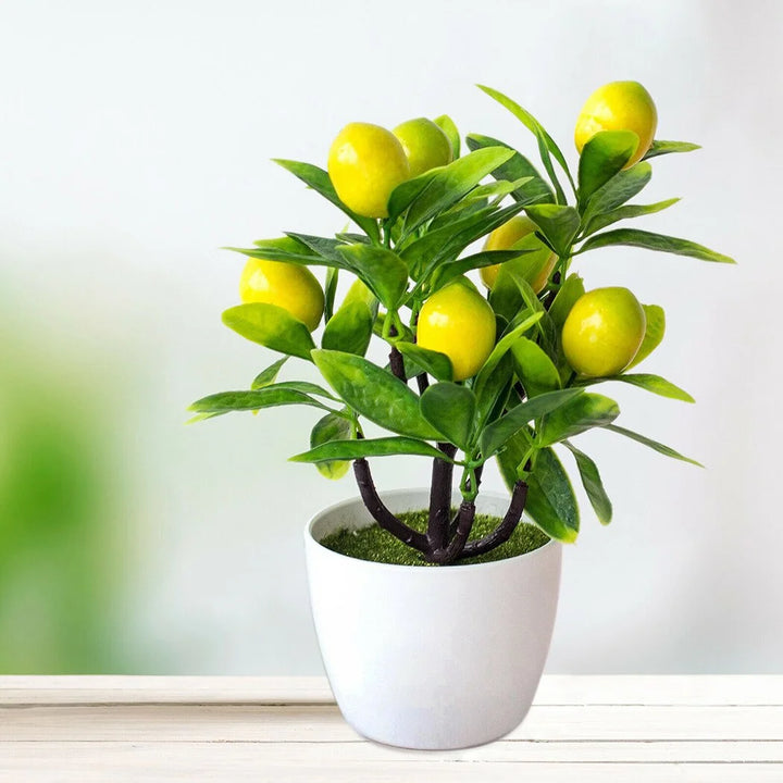 Realistic Artificial Lemon Tree Bonsai Plant - Ideal for Home Decor and Gifting