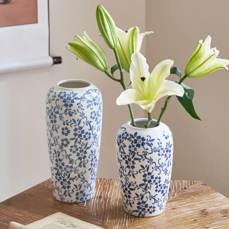 Blue and White Porcelain Vase for Stylish Home Decor and Hydroponic Planting