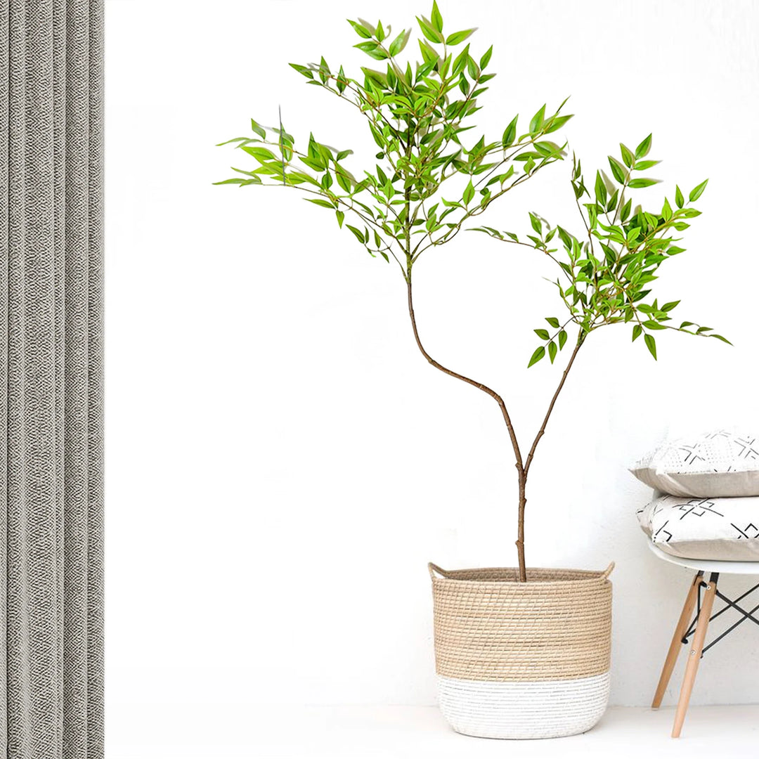 Artificial Tall Bamboo Tree with Plastic Nandina Leaves - Home Garden Decor