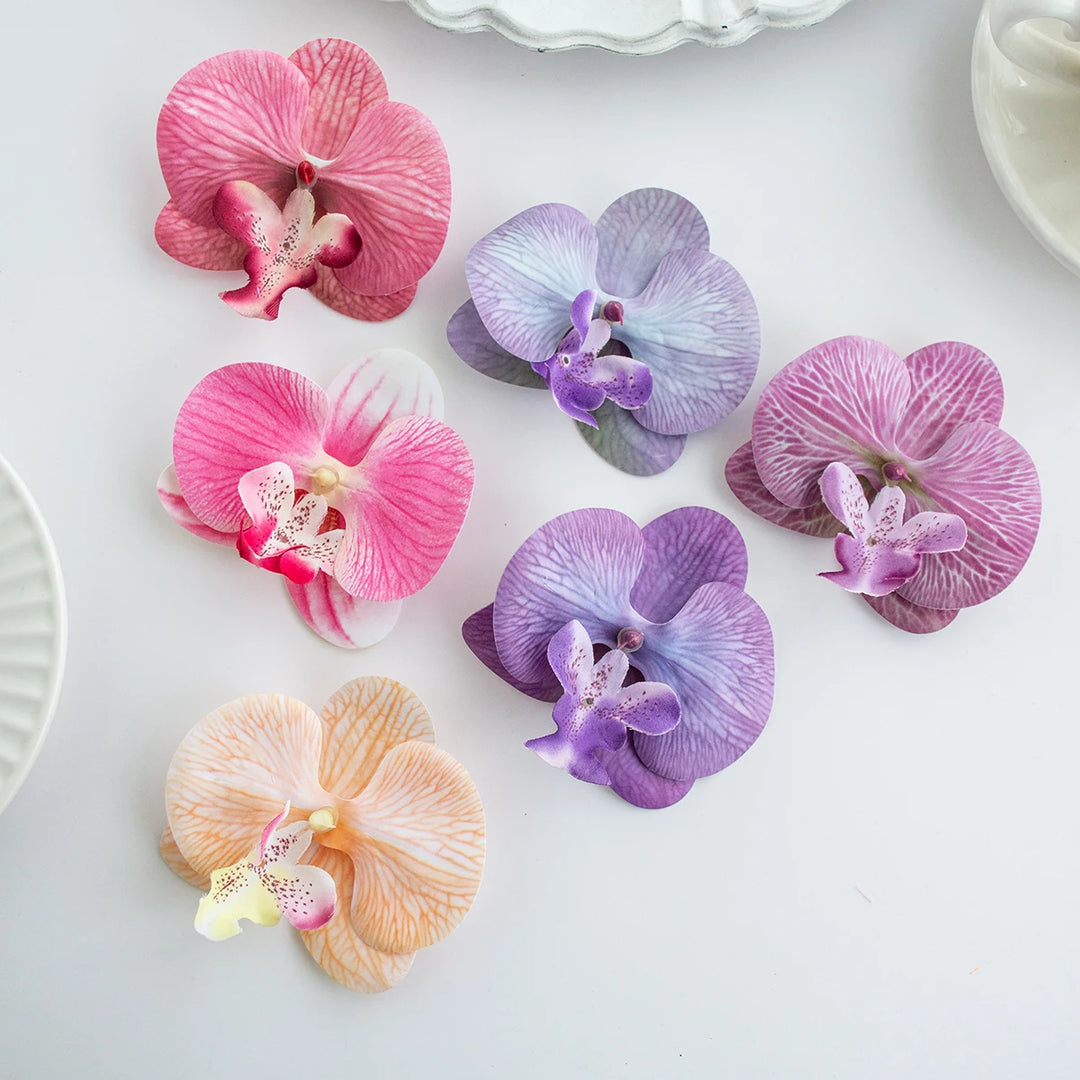 Thai Orchid Silk Flower Clips Set - Pack of 50, Ideal for Wedding and Christmas Decorations