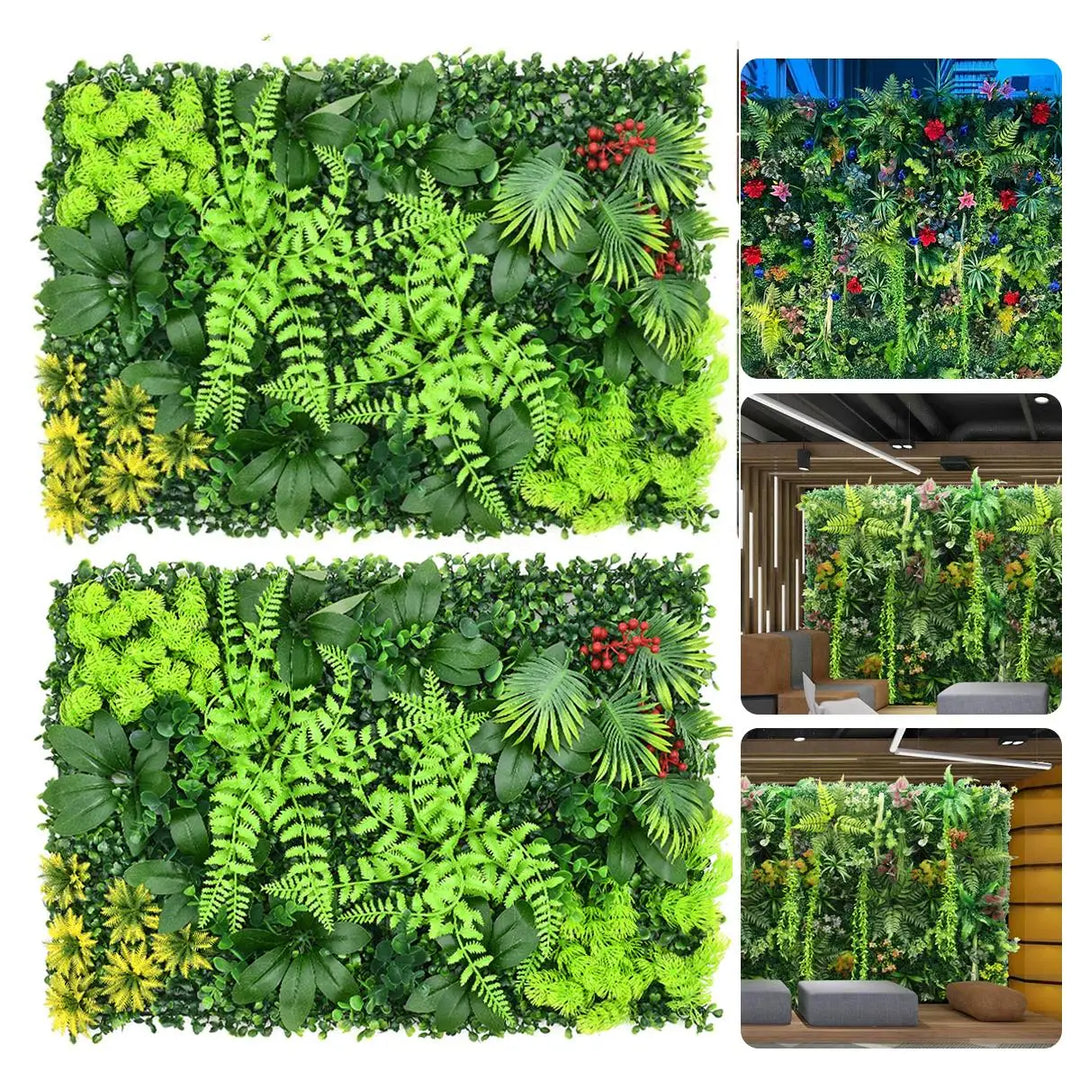 Artificial Plant Wall Reusable Grass Backdrop Wall Panel Plastic Green Plant Hanging Fencing Decor UV Protection For Home Garden