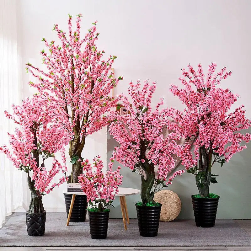 Potted Peach Blossom Artificial Tree - Lifelike Indoor Decor Piece