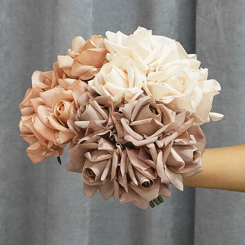 Elegant 5-Head Real Touch Latex Rose Bouquet for Wedding Home Decor and Bridal Gift