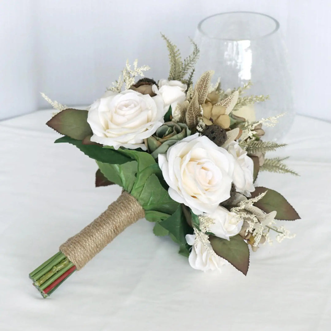 Silk Wedding Bouquet Set with Sunflowers and Eucalyptus