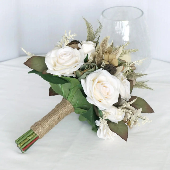 Silk Wedding Bouquet Set with Sunflowers and Eucalyptus