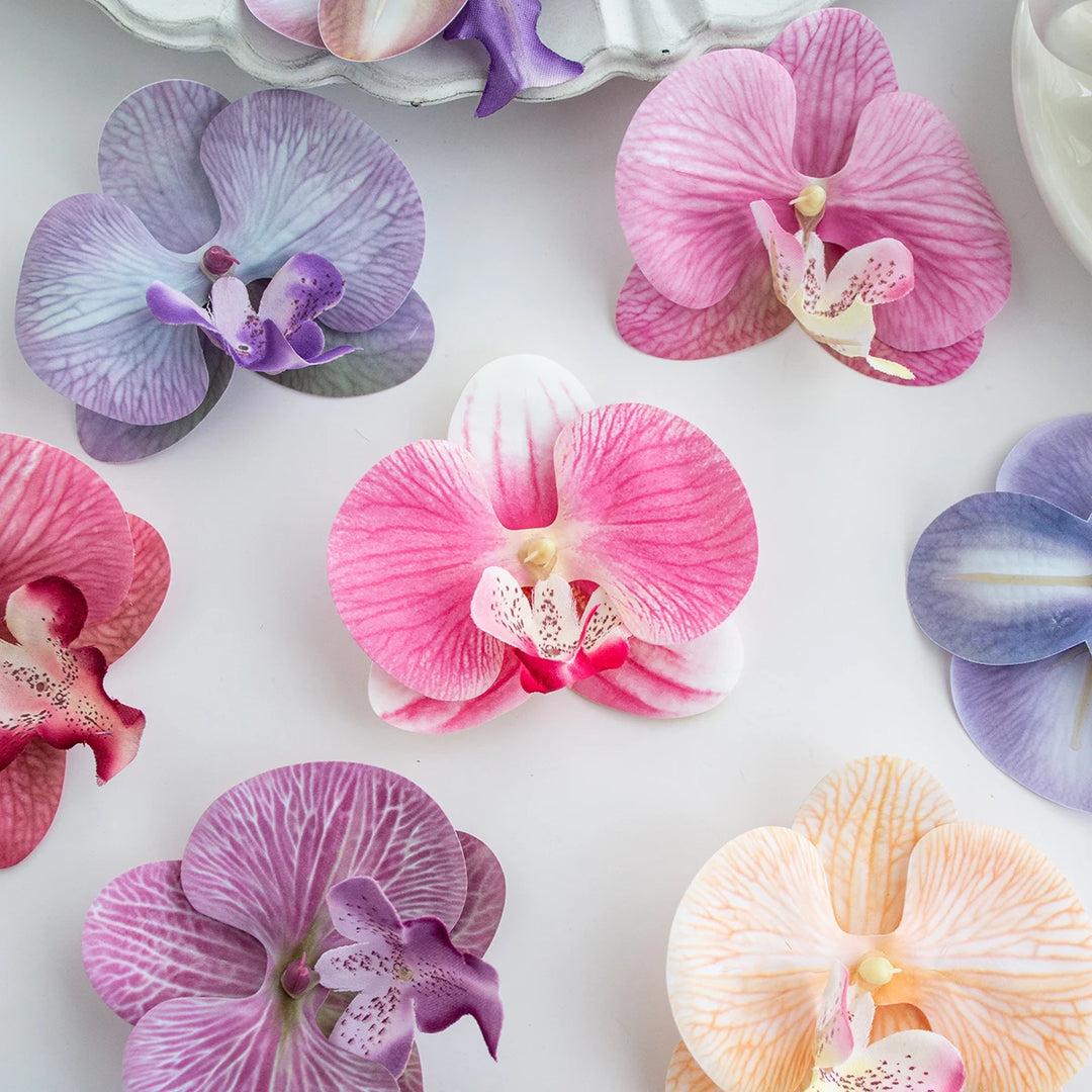 Thai Orchid Silk Flower Clips Set - Pack of 50, Ideal for Wedding and Christmas Decorations