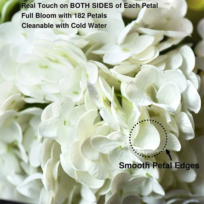 Real Touch Latex Hydrangea Artificial Flowers - Set of 3 - 21" Bouquet for Home Decor & Weddings