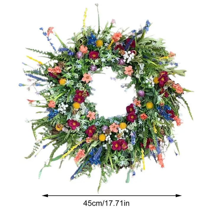 Spring Wildflower Colorful Wreath 35cm/40cm - Handcrafted Front Door Decor