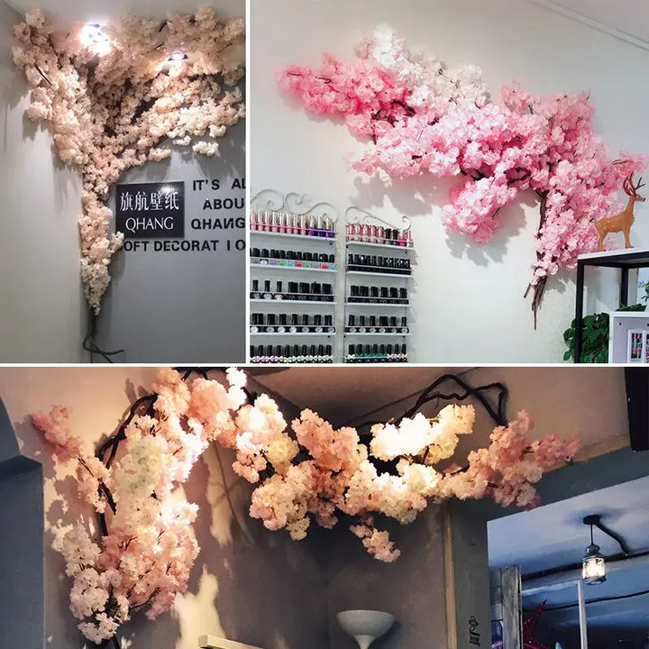 Cherry Blossom Rattan Garland Set - Wedding Decor, Wall & Home Decoration