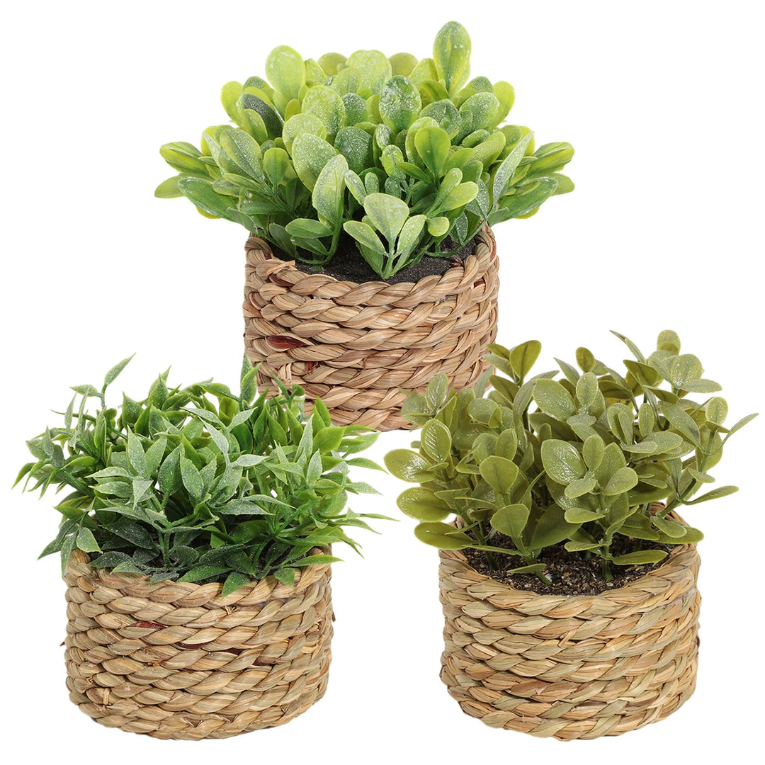 Lifelike Green Eucalyptus Grass Artificial Plant in Woven Pot - Premium Home Decor Piece