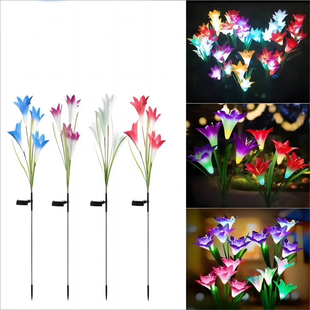 Solar Lily Flower Garden Lights - Waterproof Color Changing Outdoor Decor for Patio