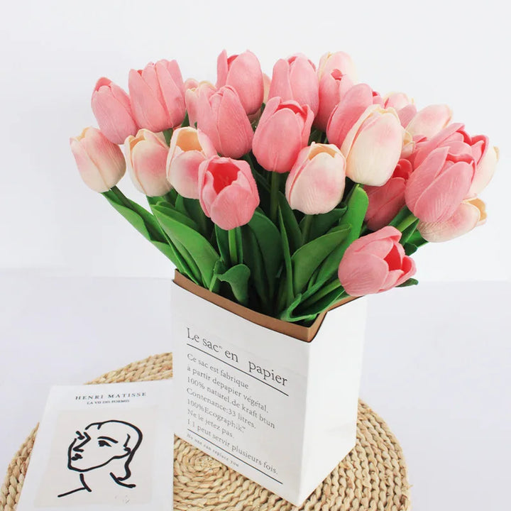 Artificial Tulips Flower Bouquet - Set of 20 Pe Foam Flowers