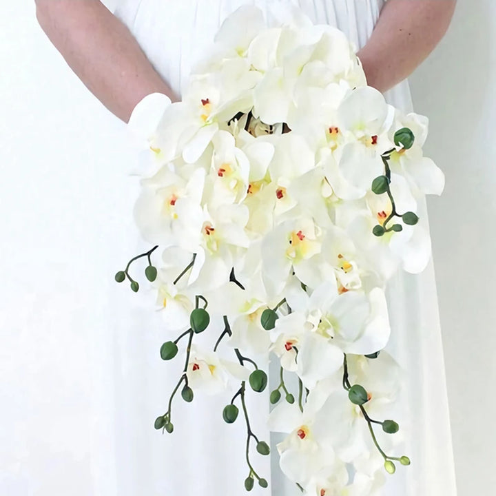 Elegant Artificial Butterfly Orchid Bouquet - Lifelike 9 Heads of 98cm Moth Orchids for Wedding and Home Decor