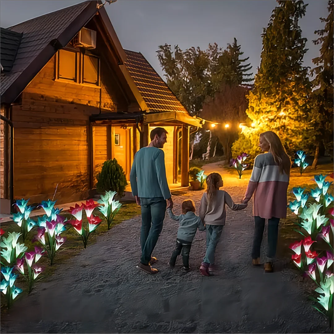 Solar Lily Flower Garden Lights - Waterproof Color Changing Outdoor Decor for Patio