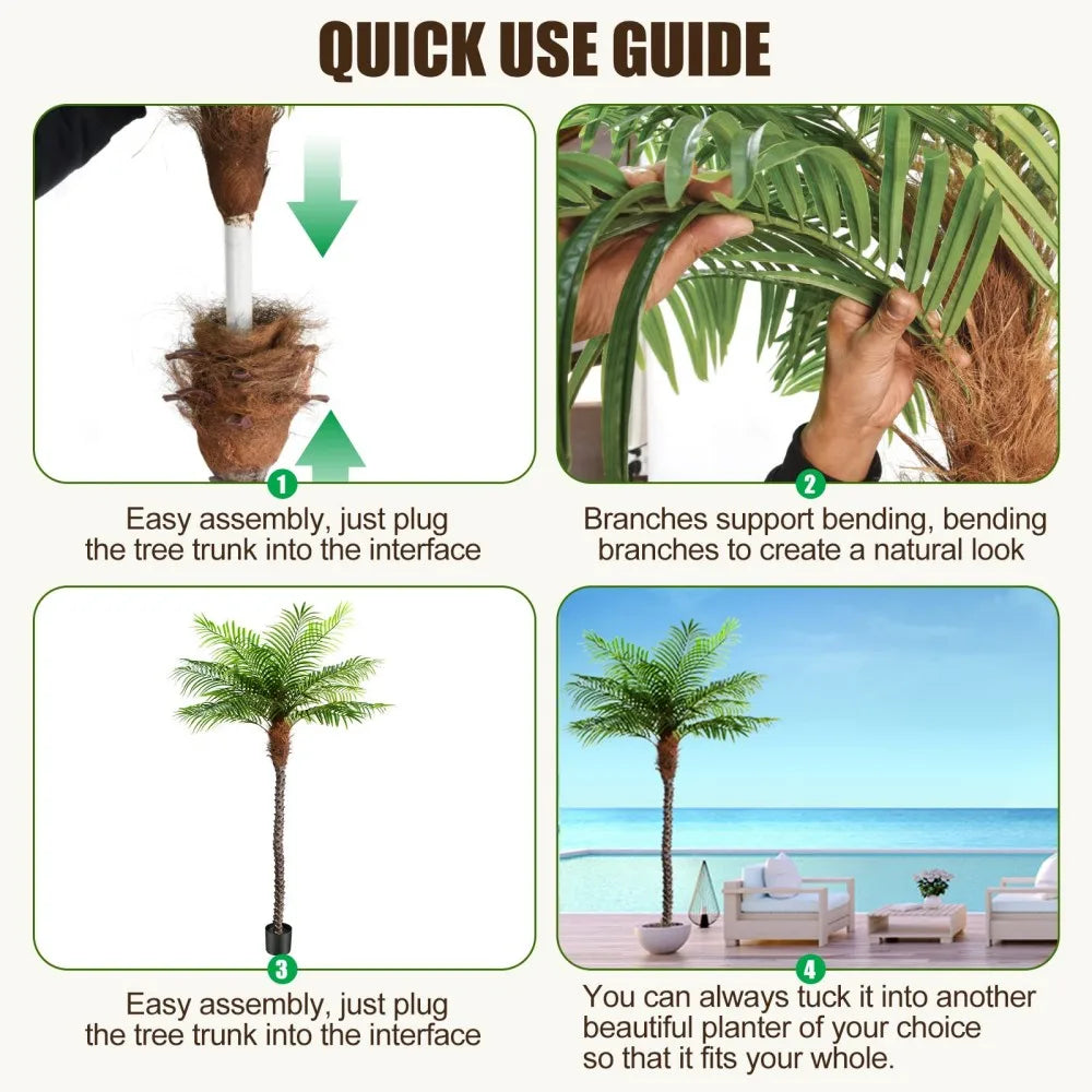 Artificial Phoenix Palm Tree - 190/220cm - Tropical Indoor/Outdoor Decor