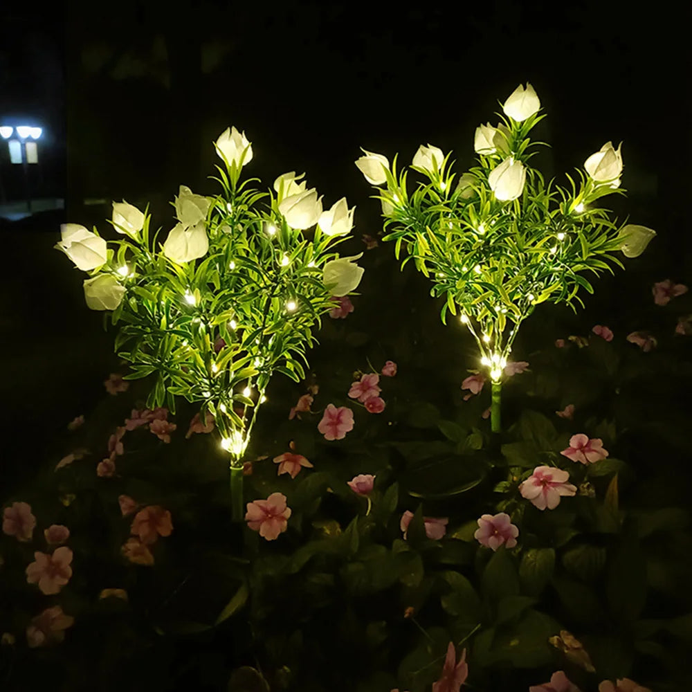 Solar Lantern Grass with 42LED Artificial Flowers Warm Color Changing Light - Outdoor Decorative Lighting Solution