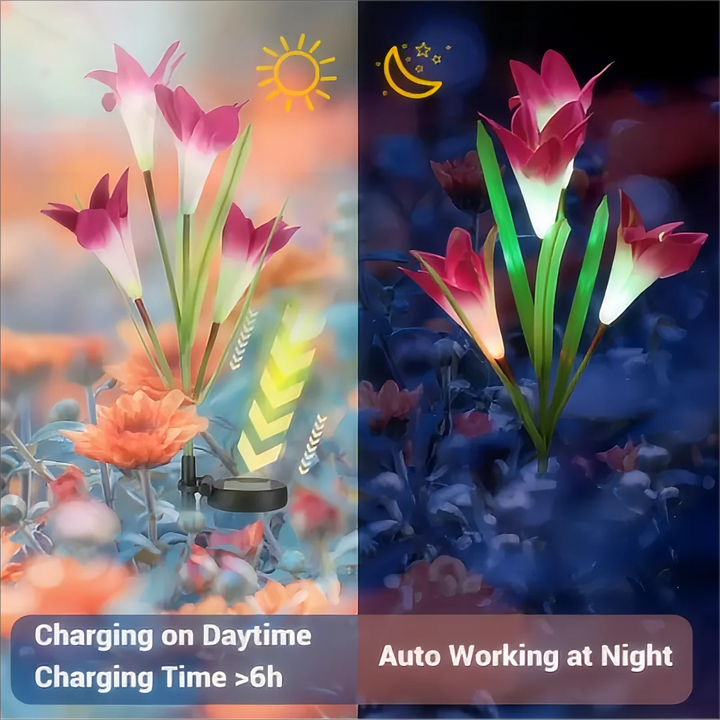 Solar Lily Flower Garden Lights - Waterproof Color Changing Outdoor Decor for Patio