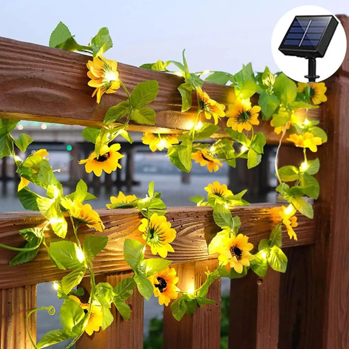 Solar Sunflower Fairy Lights - Beautiful Outdoor Flower String Lamp for Garden and Patio Decoration