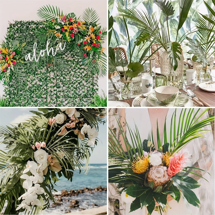 Tropical Palm Leaves Faux Plants Decor Set