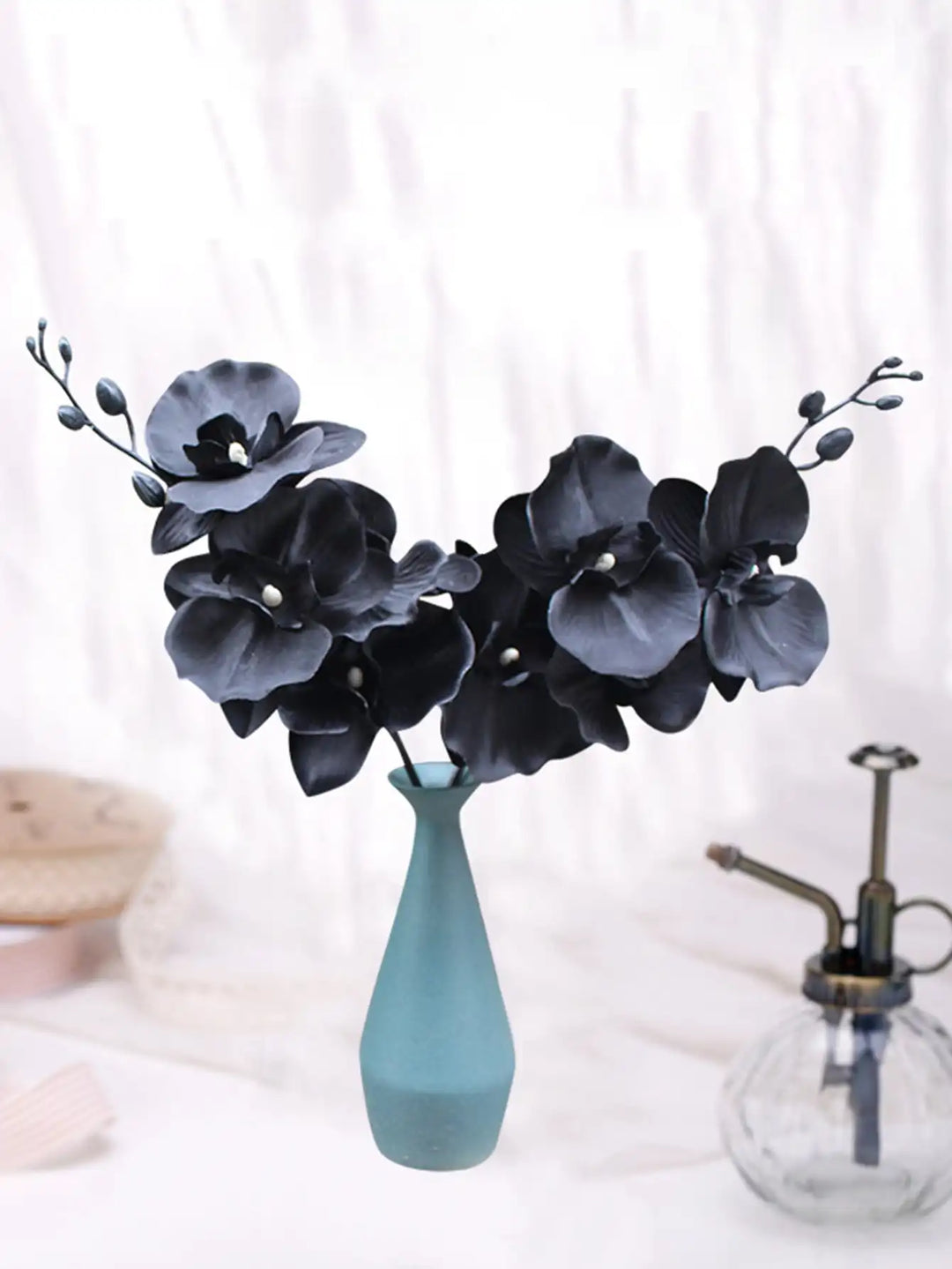 Dancing Orchid Silk Cloth: Black Butterfly Orchid String Simulation Plant