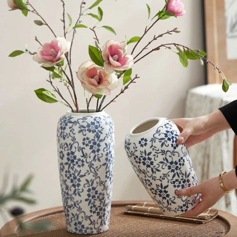 Blue and White Porcelain Vase for Stylish Home Decor and Hydroponic Planting