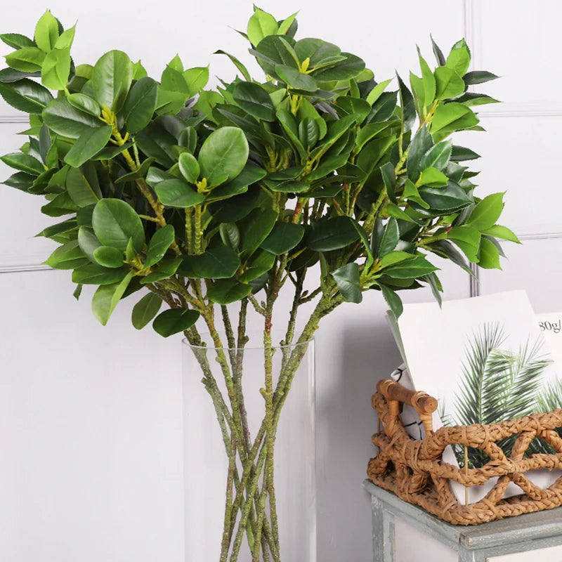 Green Artificial Ficus Branches with Realistic Appearance - Perfect for Home and Garden Decor