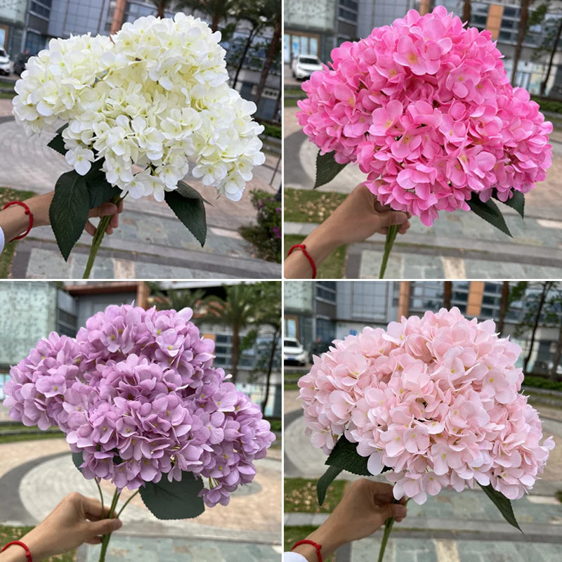 Large Hydrangea Silk Flowers Bouquet - White Pink - DIY Wedding Home Decor