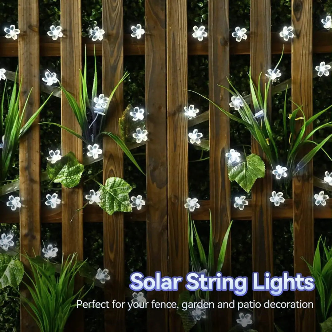 Solar Flower String Lights - Outdoor Garden Fairy Lighting Solution for Fence, Patio, Yard, Christmas Tree - Waterproof with Multiple LED Options