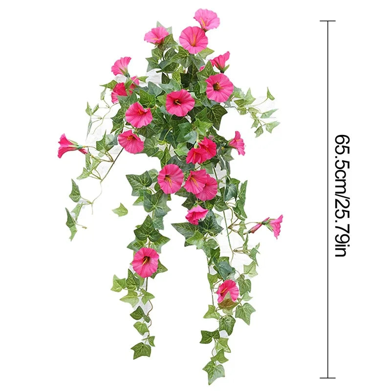 Artificial Morning Glory Silk Hanging Vine Garland for Home Garden Wedding Decor