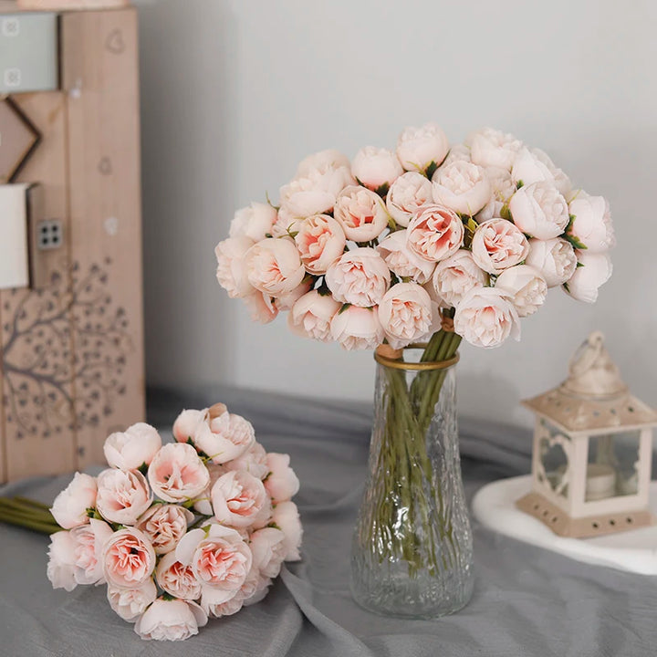 Pink Peony Silk Flower Bouquet - Elegant Wedding/Home Decor