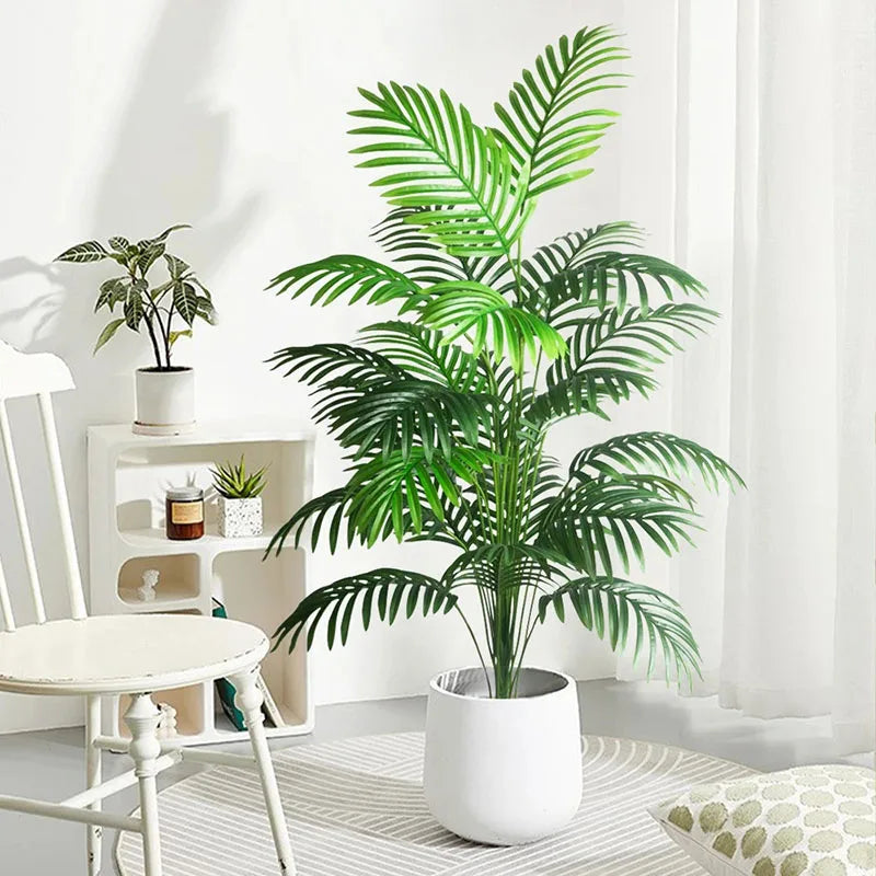 Large Artificial Palm Tree with Monstera Leaves - Indoor & Outdoor Decor