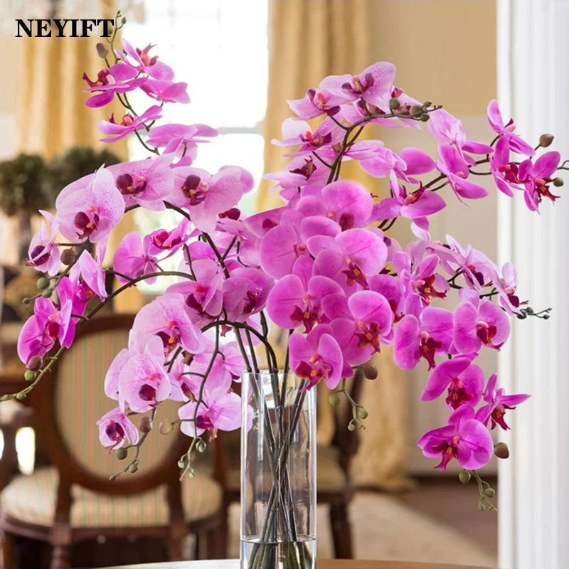 Elegant Artificial Butterfly Orchid Bouquet - Lifelike 9 Heads of 98cm Moth Orchids for Wedding and Home Decor